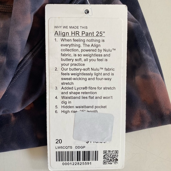 Brand new w/ tags Lululemon Align leggings size 20 blue/grey/pink tie dye color - Picture 3 of 5